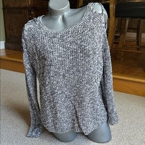 EXPRESS BLACK-AND-WHITE SWEATER WITH SHOULDER, CUT OUTS